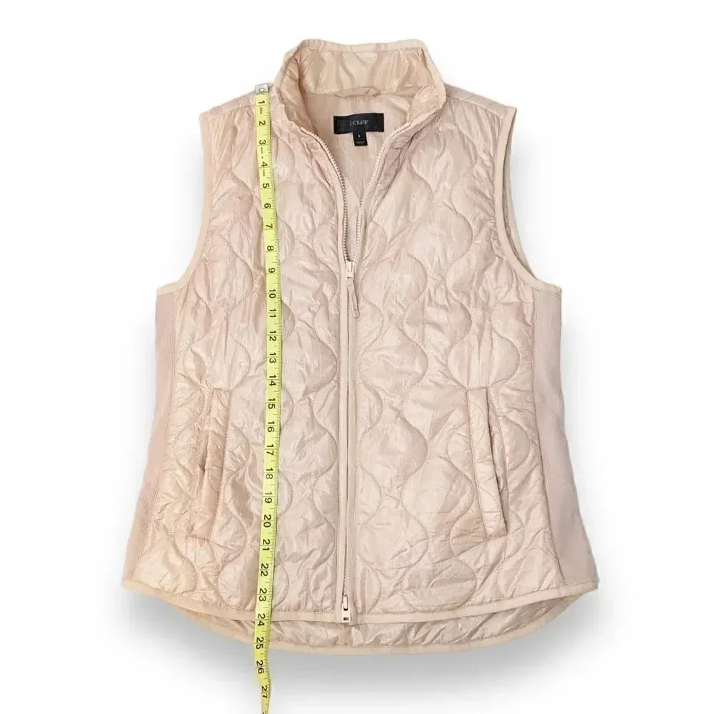 J. Crew Vest S Quilted Primaloft Pale Pink Full Zip Up Mock Neck Women’s Size S